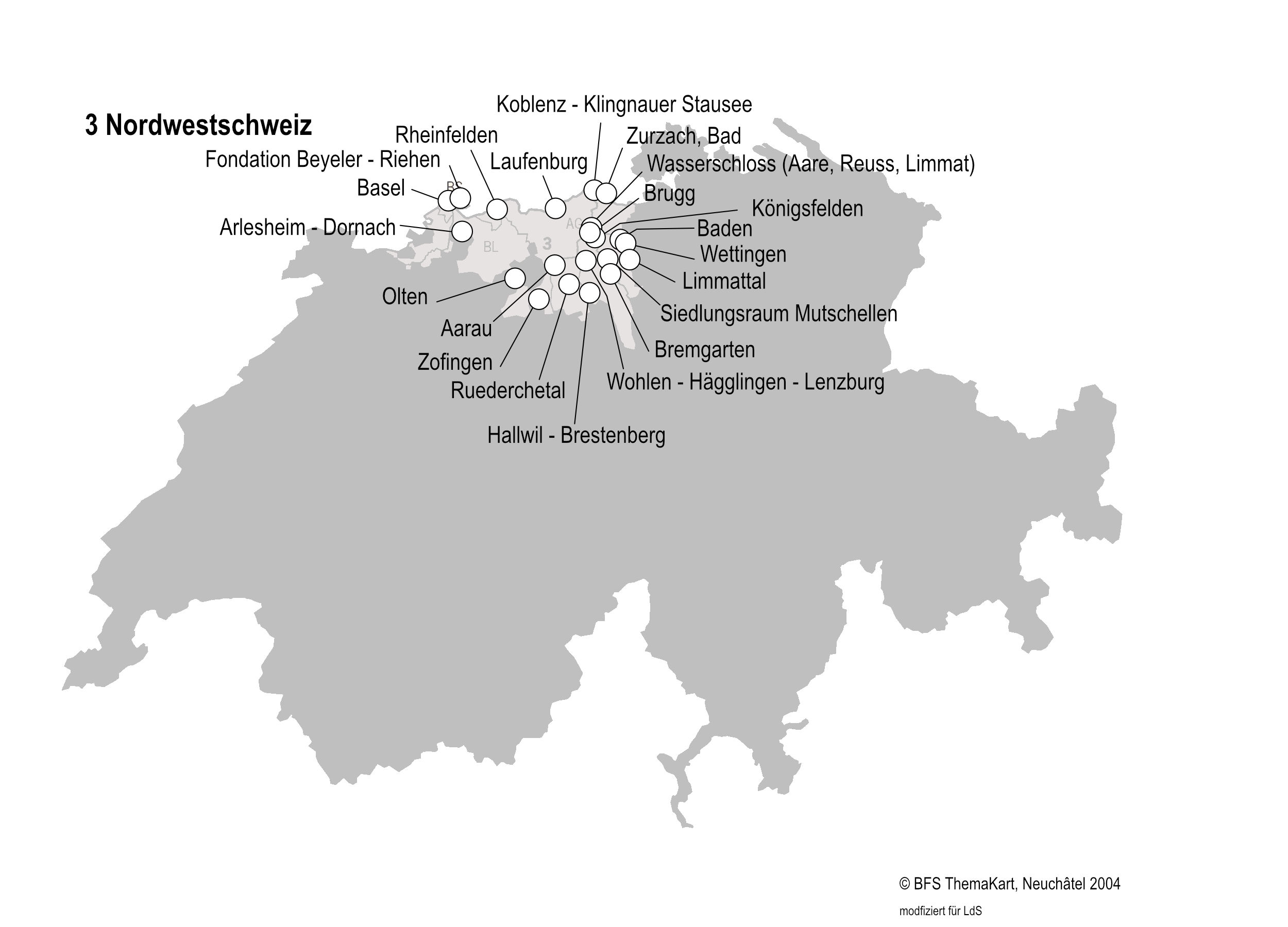 Karte Nordwestschweiz